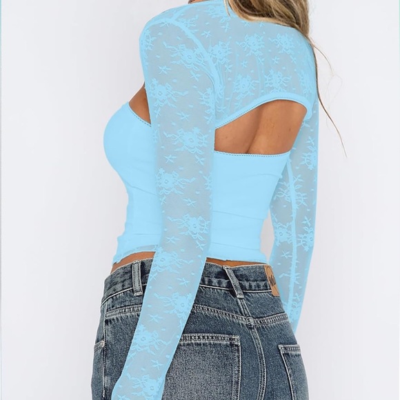 Y2K 2-Piece shoulder shrug and bandeau top. Never worn! Light blue - Picture 2 of 4